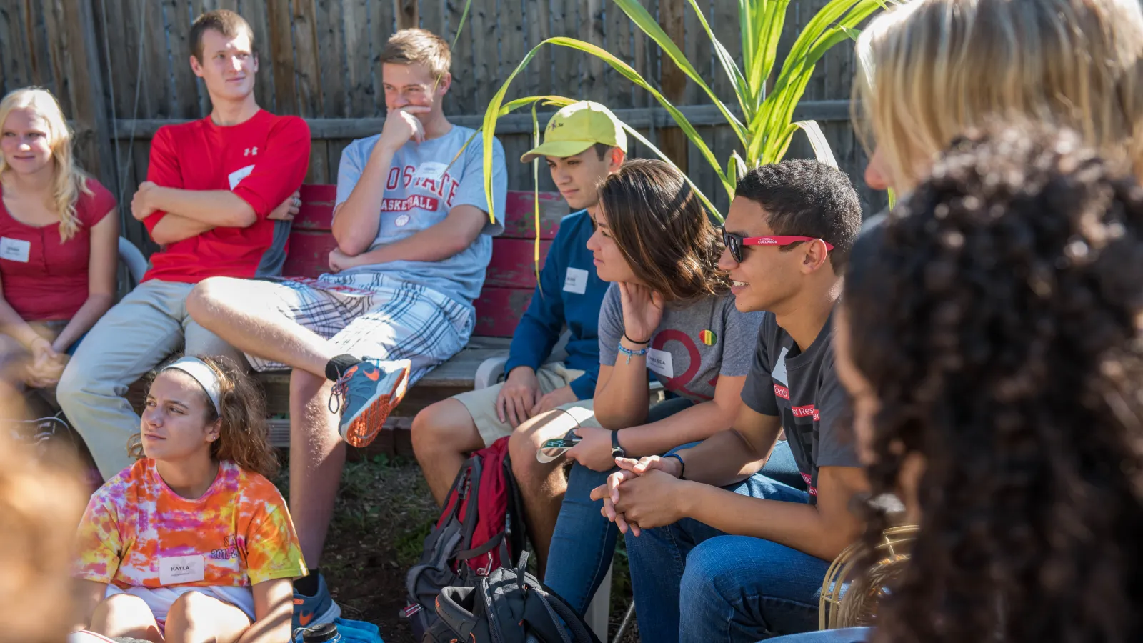 students meeting outside the classroom
