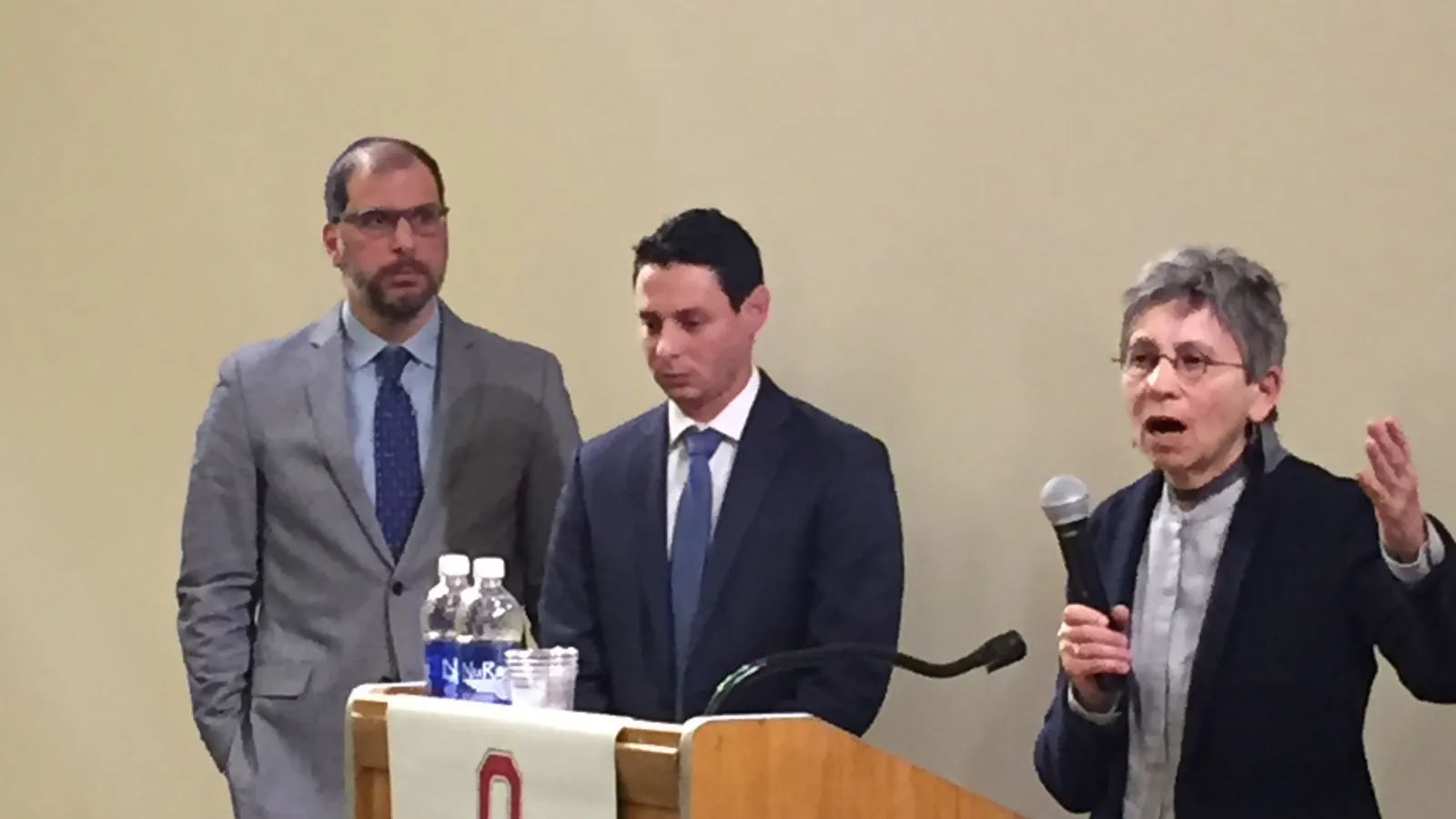 Photo of Professor David Caplin, OSU Student Tomer Elias, and Professor Donna Robinson Divine