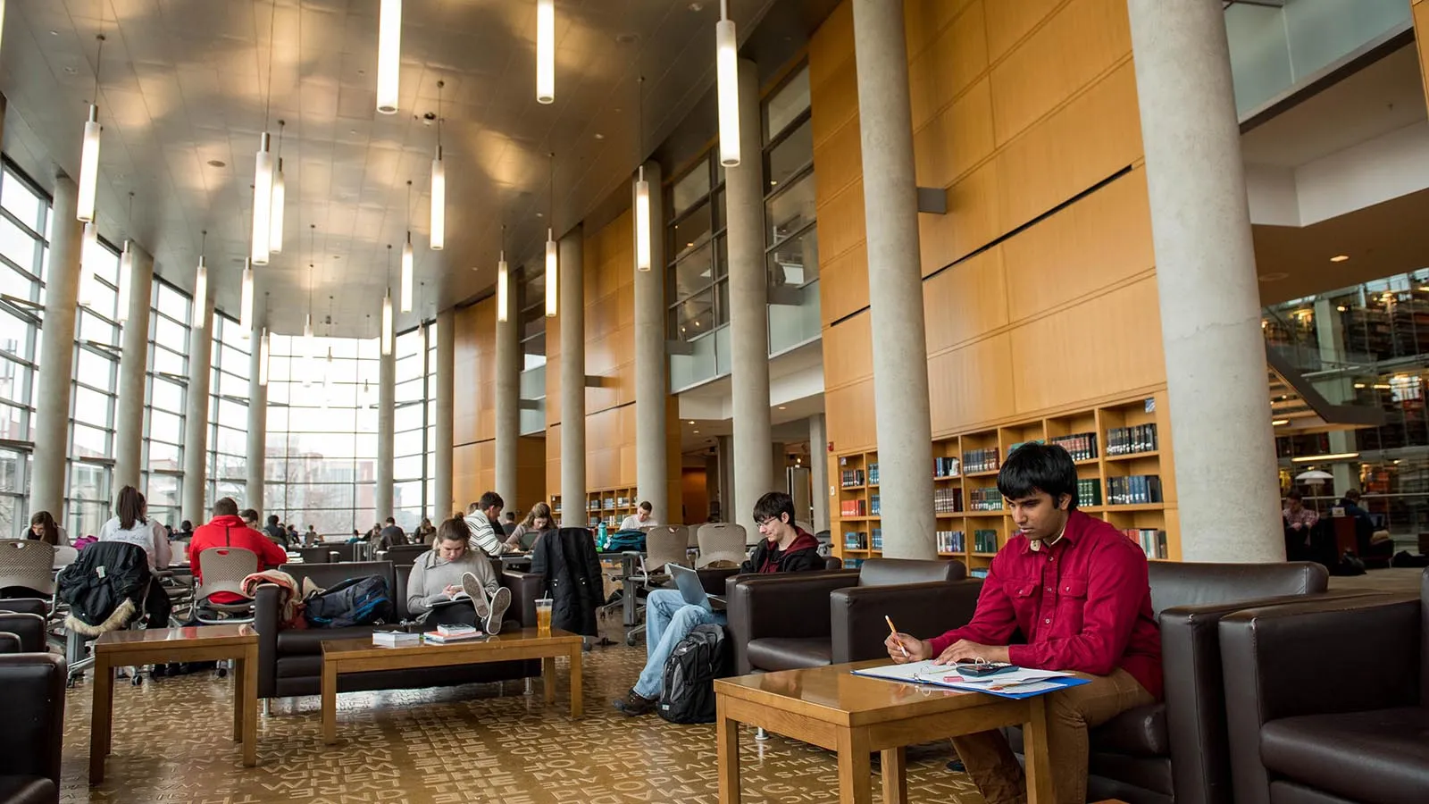 Students studying in Thompson library