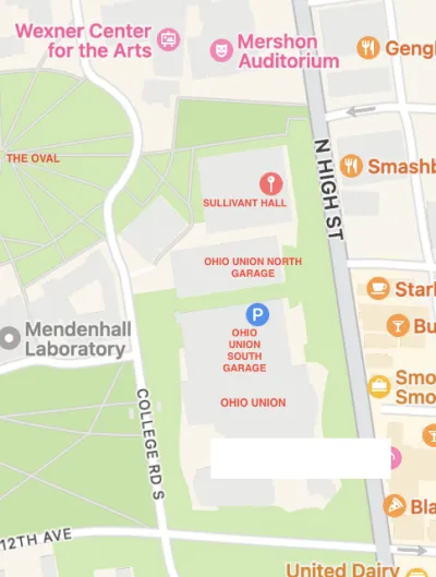 Map of Sullivant Hall and Garages
