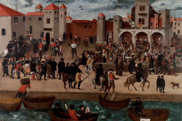 The Chafariz d'El-Rey (King's Fountain) in the Alfama District, Lisbon. Netherlandish, ca.1570-80