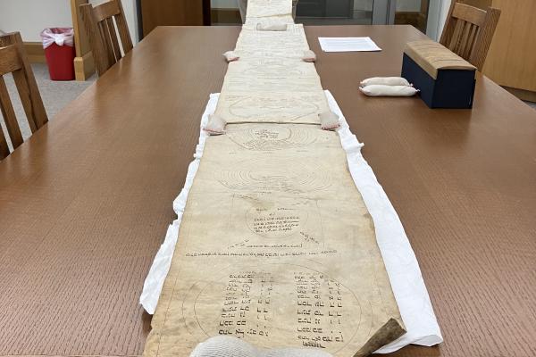 Professor Yossi Galron with the Scroll of Trees