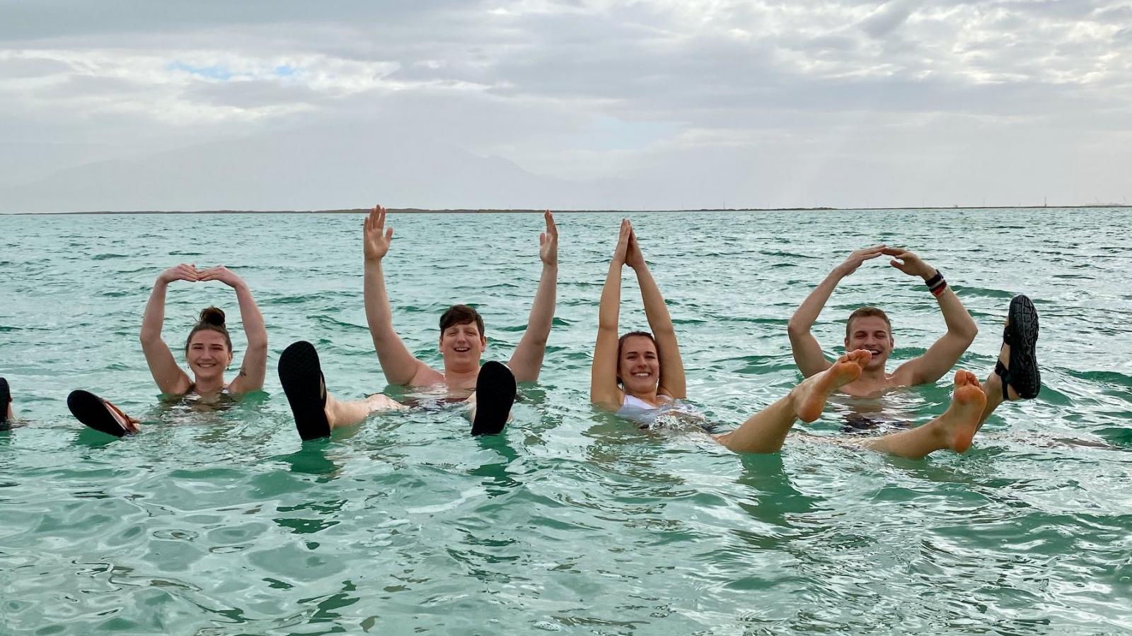 Ohio State students at the Dead Sea