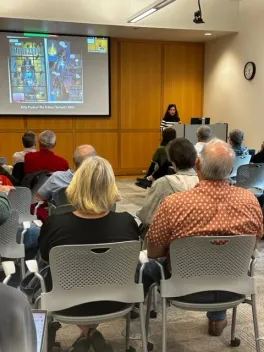 Samantha Baskind and audience